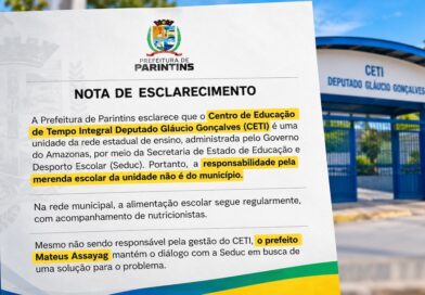 Prefeitura de Parintins esclarece que merenda de escola alvo de protesto é responsabilidade do Estado