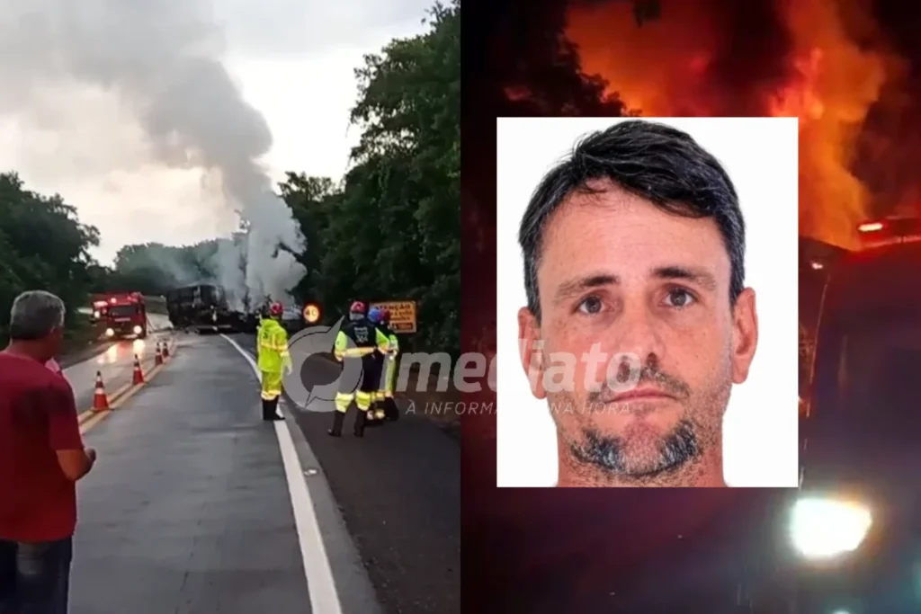 Identificado motorista carbonizado após colisão entre carretas na BR-364